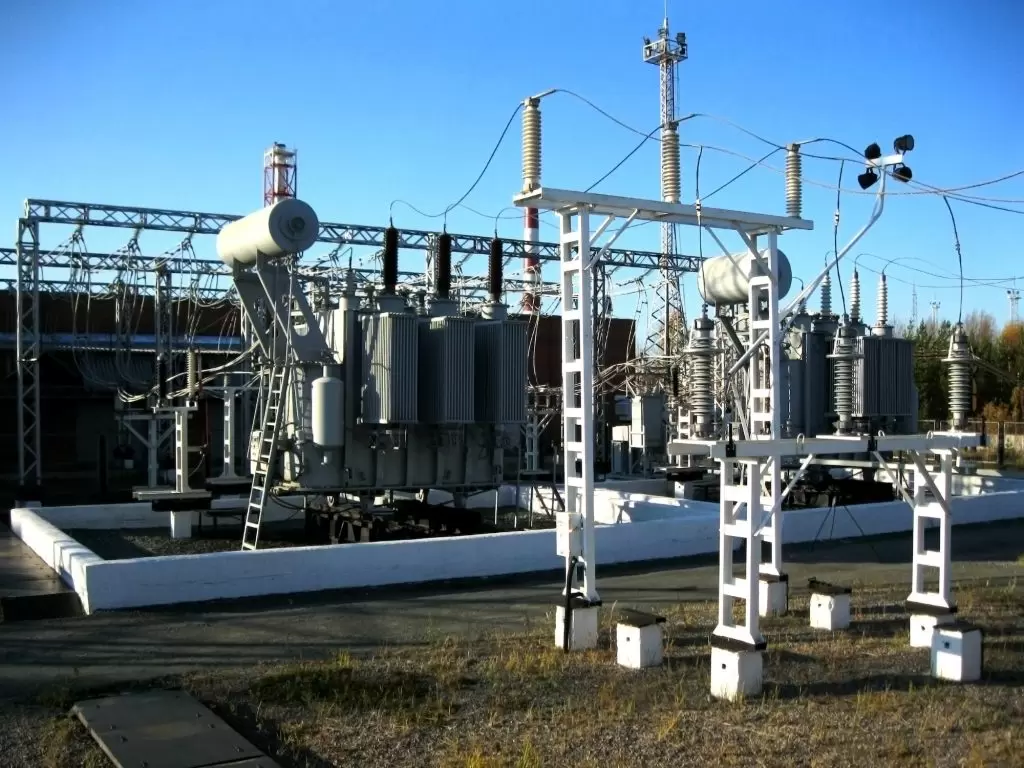 Electrical substation in summer.